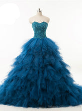 Quinceanera Dress Ball Gown Ruffles Organza Crystals Wedding Dress